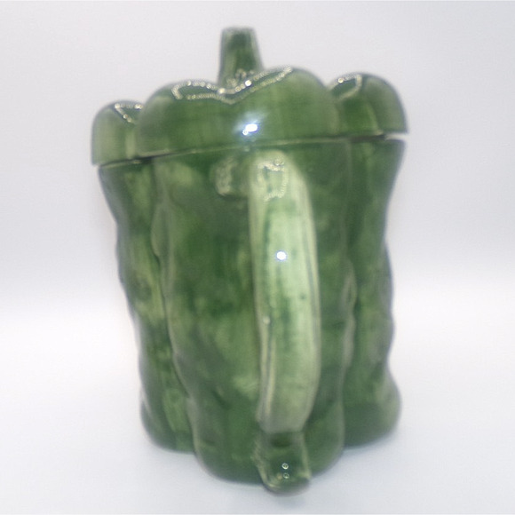 Vintage Limoges France ? Green Bell Pepper Teapot Large Ceramic Vegetable Coffee - Picture 12 of 16